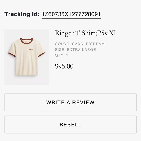 Coach Cream T-Shirt with Brown Trim - Picture 6 of 6